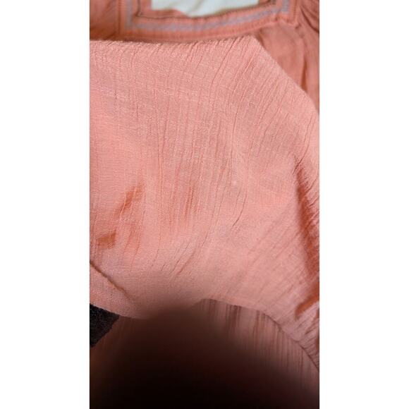 Lauren Conrad Women SZ XL Square Neck Embroidered Long Sleeve Blouse Peach - Picture 4 of 9